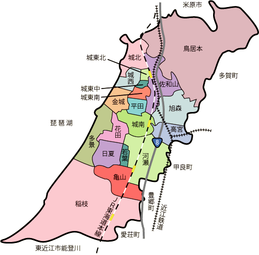 市内の地区・学区マップ